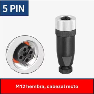 conector m12 cabezal hembra, macho, bornes atornillados, impermeable.